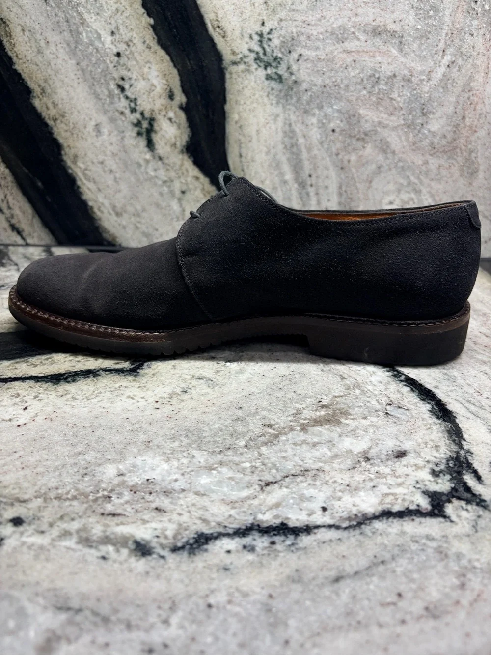 Salvatore Ferragamo Men’s Black Suede Derby Shoes 9.5 2E US 10.5 Vibram Italy